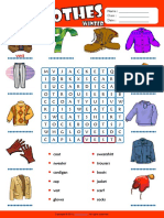 Winter Clothes Esl Vocabulary Word Search Worksheet For Kids PDF