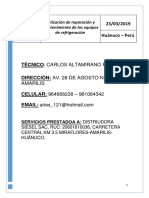 Cotización de Reparación y Mantenimiento de Los Equipos de Refrigeración