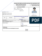 Admit Card (Provisional) : Roll Number:5161680056