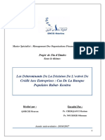 Pfe Les Déterminants de La Décision de L'octroi de Crédit Aux Entreprises PDF