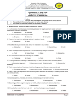 2nd Semester SY 2018 - 2019 Diagnostic Examination in Principles of Marketing