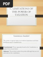 C. Limitations of The Power of Taxation