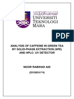 Analysis of Caffeine in Green Tea by Solid-Phase Extraction (Spe) and HPLC - Uv Detector