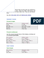 Verb Tenses: Spelling Tips Irregular Verbs