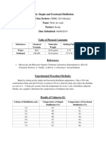 Title: Simple and Fractional Distillation Class Section: CHML-303-Monday Name: Wail Al-Waili Partner: Kedie Date Submitted: 04/08/2019