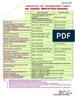 Indian Institute of Technology (Bhu) : Academic Calendar 2018-19 (Even Semester)