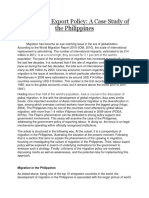 The Labour Export Policy: A Case Study of The Philippines