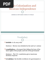 Mexican Independence and Colonization