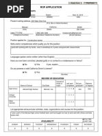 Rop Job Application With Availability - Fillable For Website