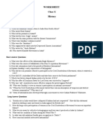 Worksheet Class X History: Chapter - Nationalism in India. Very Short Answer Type Questions