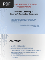 Elc590: English For Oral Presentations: Blended Learning 3: Monroe's Motivated Sequence