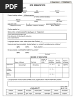 Rop Job Application With Availability - Fillable For Website