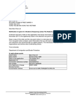 Notification of Grant of A Student (Temporary) (Class TU) Student (Subclass 500) Visa