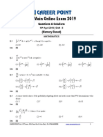 JEE Main Online Exam 2019: Questions & Solutions (Memory Based)