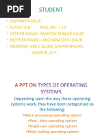 A PPT On Types of Operating Systems by Divyansh Gaur