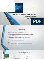 Introduction To Software Engineering Se-106 (3+0) : Engr. Arta Iftikhar