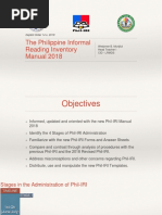 The Philippine Informal Reading Inventory Manual 2018: Deped Order 14 S. 2018