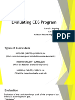 Evaluating CDS Program Report Curriculum