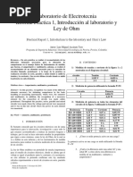 Informe Practica 1, Introducción Al Laboratorio y Ley de Ohm