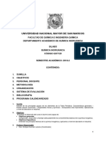 Silabo de Quimica Inorganica - Ingenieria Química 2018 - 2