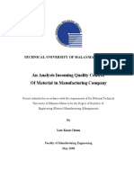 An Analysis Incoming Quality Control of Material in Manufacturing Company