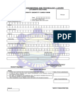 University of Engineering and Technology, Lahore: University Identity Card Form