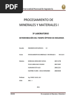 3º Informe - Determinación de Tiempo Óptimo de Molienda