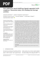 New Anthracene Based Schiff Base Ligands Appended Cu (II) Complexes: Theoretical Study, DNA Binding and Cleavage Activities