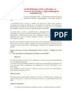 A Problemática Da Relação Entre A Escola e A Família No Processo de Ensino e Aprendizagem