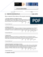 Evaluation Form: Please Evaluate The Written Business Plan Using The Criteria Below