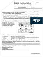 Avaliação de Ciências 6° Ano