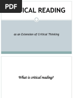 Critical Reading: As An Extension of Critical Thinking