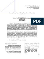 Assessing Project Success Moving Beyond The Triple Constraint - Critique Paper