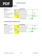 Cable Size Calculations Spreadsheet