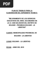 Plan de Trabajo para La Elaboracion de Expedientes Tecnicos