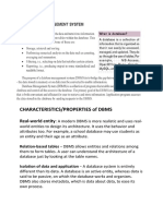 Characteristics/Properties of DBMS: Real-World Entity