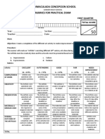 La Immaculada Concepcion School Rubrics For Practical Exam: Total Score 10 Grade - Arts First Quarter