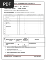 Extended Essay Requisition Form: Lactobacillus Acidophilus Bacteria