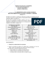 P-8 Medida de La Resistencia de Las Soluciones y Reconocimiento de Algunos Cationes y Aniones