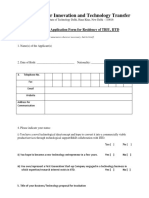 Foundation For Innovation and Technology Transfer: Preliminary Application Form For Residency of TBIU, IITD