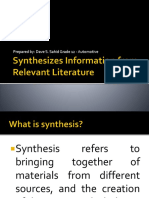 Synthesizes Information From Relevant Literature