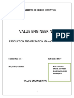 Value Engineering: Production and Operation Management