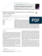 9 Evaluation of The Treatment of Municipal Solid Waste As Renewable Energy Resource in Campinas, Brazil