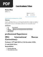 Professional Experience: Irc (International Rescue Committee)