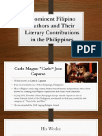 Prominent Filipino Authors and Their Literary Contributions in The Philippines