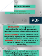 Interval Estimates: Ed Neil O. Maratas Bs Statistics, Ma Mathematics