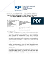 Programa de Intervención A Adolescente de Primer Grado de Secundaria Aceptado Por Inclusión Con Retardo Moderado y Víctima de Bullying