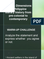 Various Dimensions of Philippine Literary History From Pre-Colonial LESSON 2