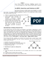 Trees: Binary Search (BST), Insertion and Deletion in BST: Unit V