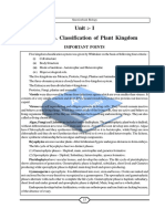 Unit:-I Chapter-3. Classification of Plant Kingdom: Important Points